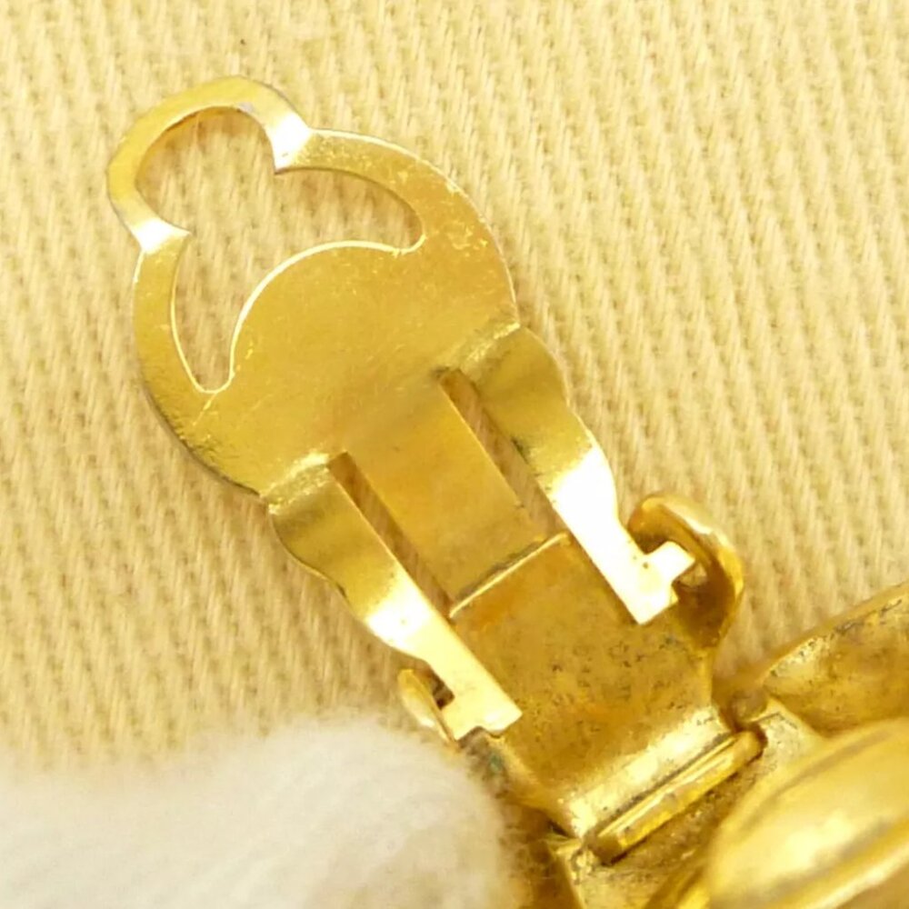 Authentic CHANEL Vintage Coco Mark Earrings Gold Brass - Picture 7 of 11